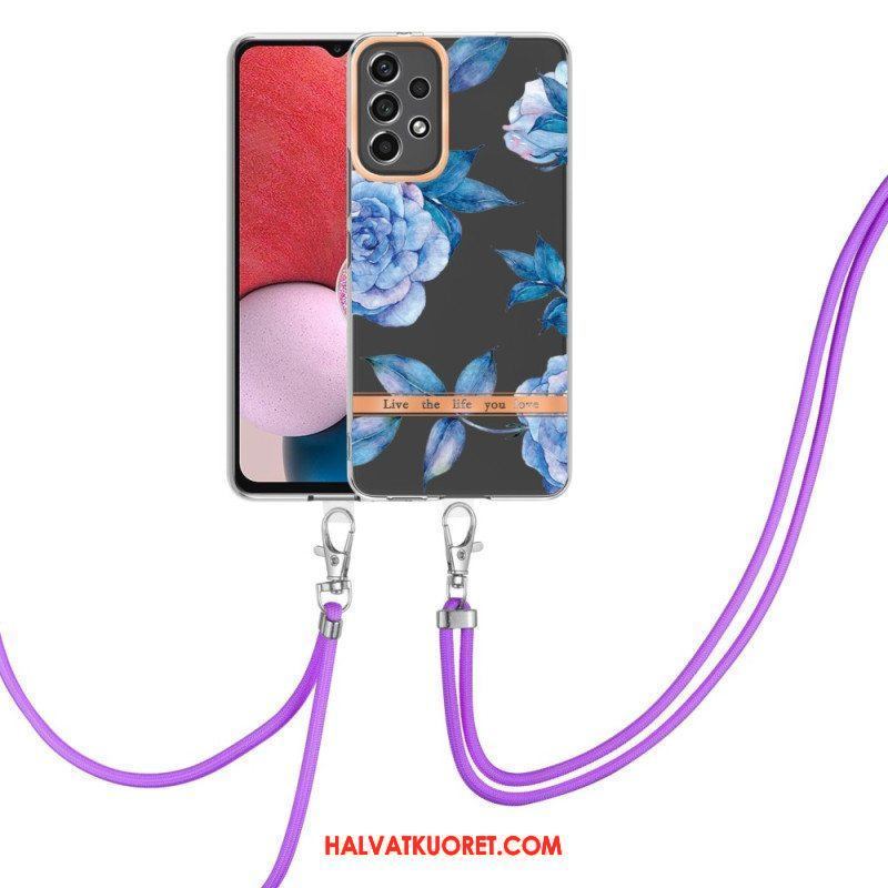 Case Samsung Galaxy A13 Kiristysnyörillä Kukkanauha