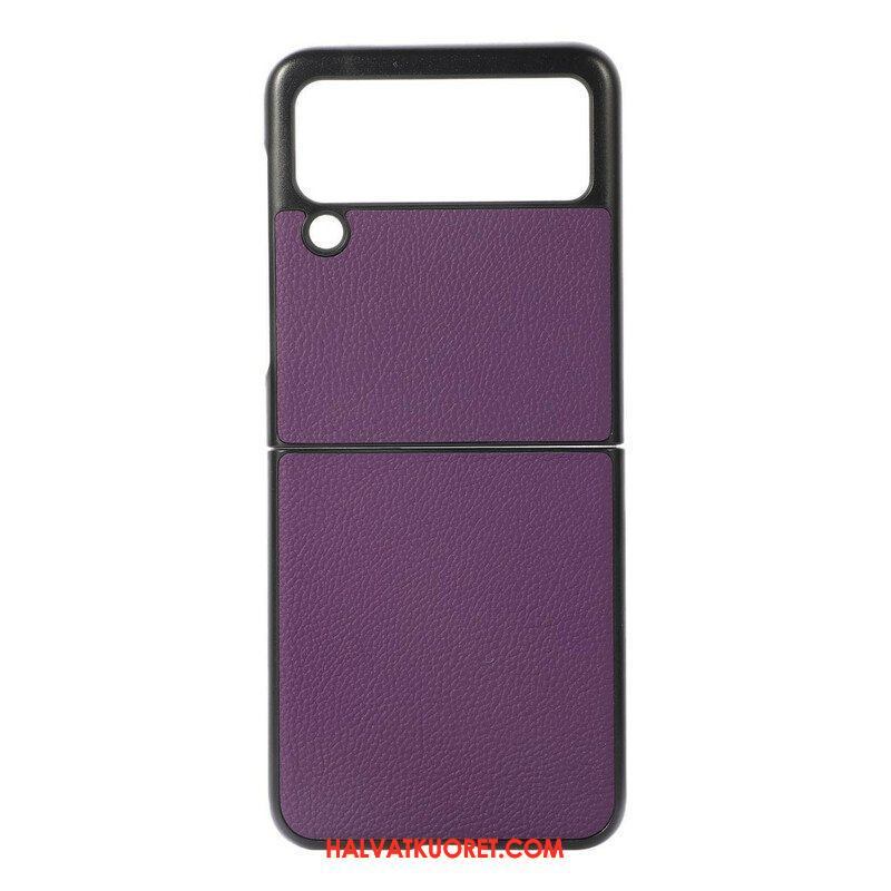 Case Samsung Galaxy Z Flip 3 5G Kotelot Flip Aitoa Litsi-nahkaa