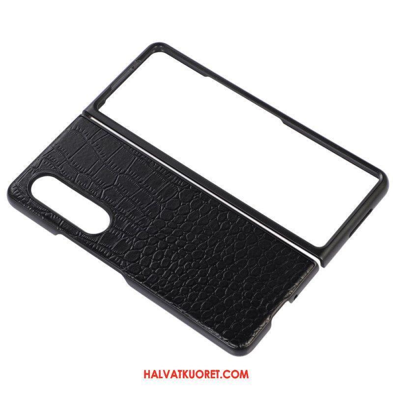 Case Samsung Galaxy Z Fold 4 Trendikäs Crocodile Effect Aitoa Nahkaa