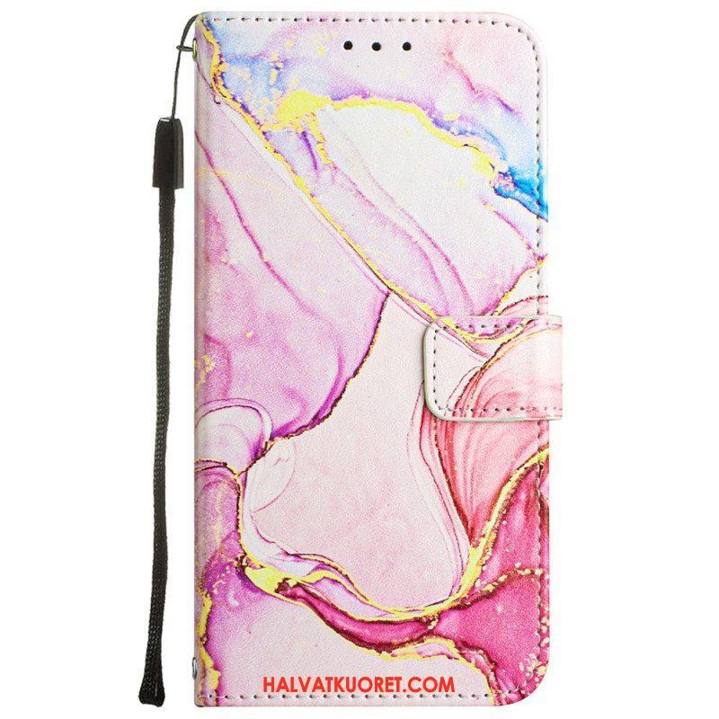 Flip Case Oppo A54 5G / A74 5G Marmori Kaulanauhalla