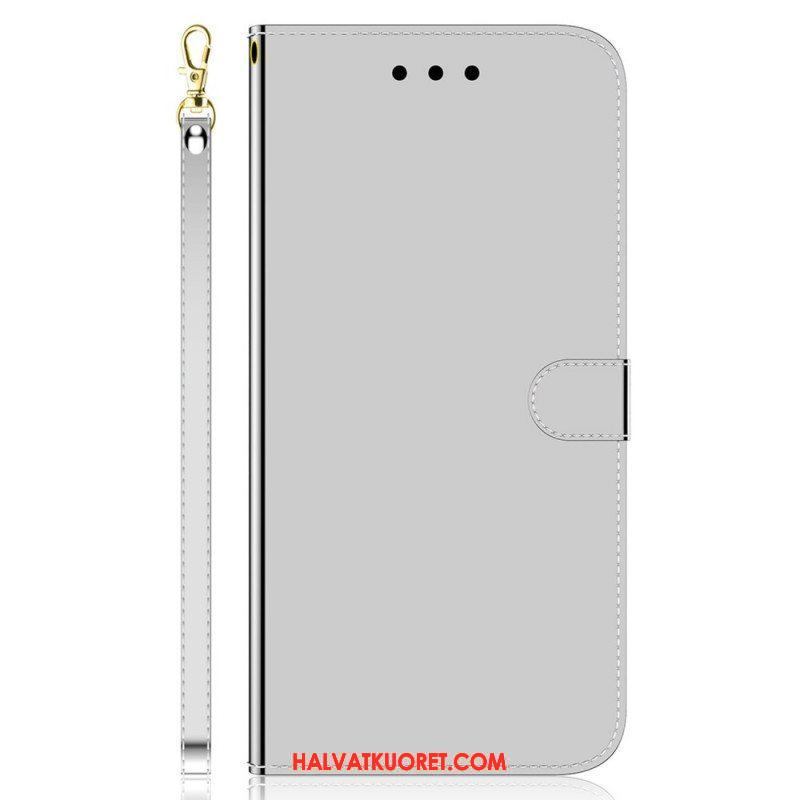 Flip Case Samsung Galaxy M53 5G Peili Ja Kaulanauha