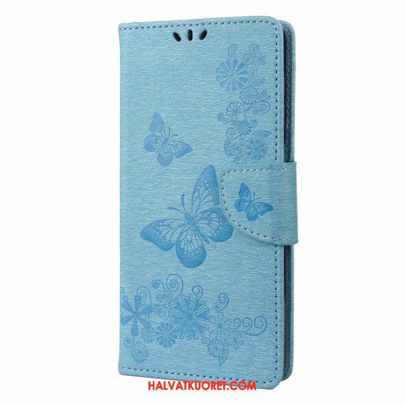 Flip Case Samsung Galaxy M53 5G Suojaketju Kuori Strappy Butterflies Design