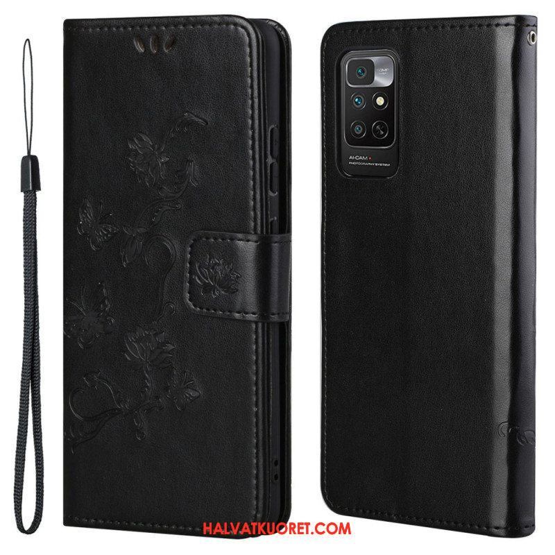 Flip Case Xiaomi Redmi Note 11 / 11S Suojaketju Kuori Strap Kukat