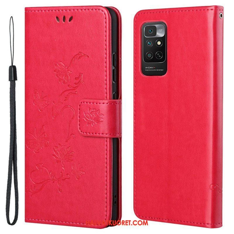 Flip Case Xiaomi Redmi Note 11 / 11S Suojaketju Kuori Strap Kukat