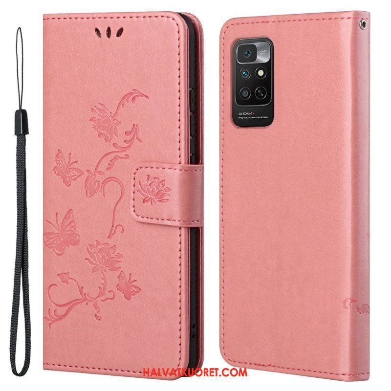 Flip Case Xiaomi Redmi Note 11 / 11S Suojaketju Kuori Strap Kukat