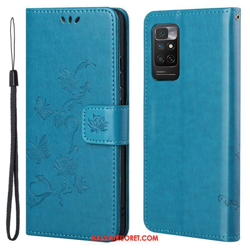 Flip Case Xiaomi Redmi Note 11 / 11S Suojaketju Kuori Strap Kukat