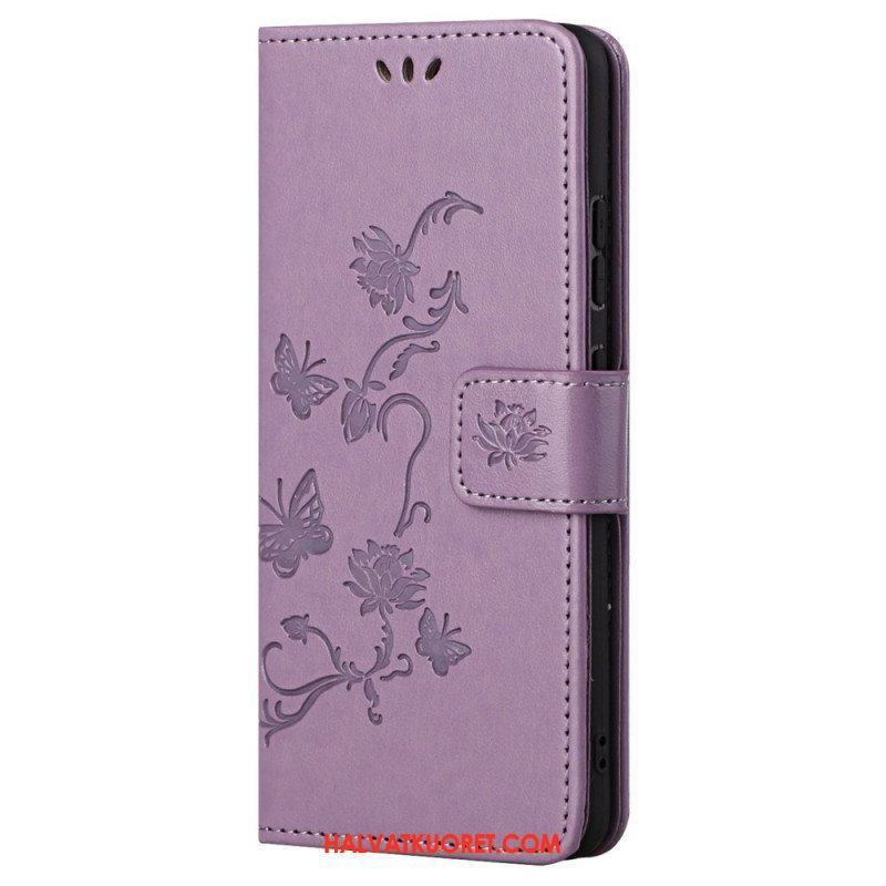 Flip Case Xiaomi Redmi Note 11 / 11S Suojaketju Kuori Strap Kukat