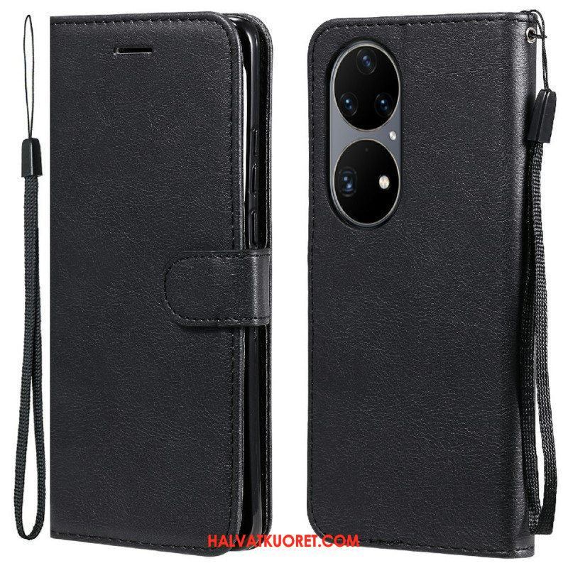 Kotelot Huawei P50 Pro Suojaketju Kuori Strappy Leather Effect