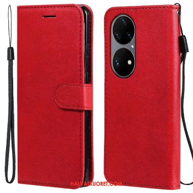 Kotelot Huawei P50 Pro Suojaketju Kuori Strappy Leather Effect