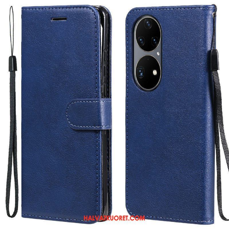 Kotelot Huawei P50 Pro Suojaketju Kuori Strappy Leather Effect