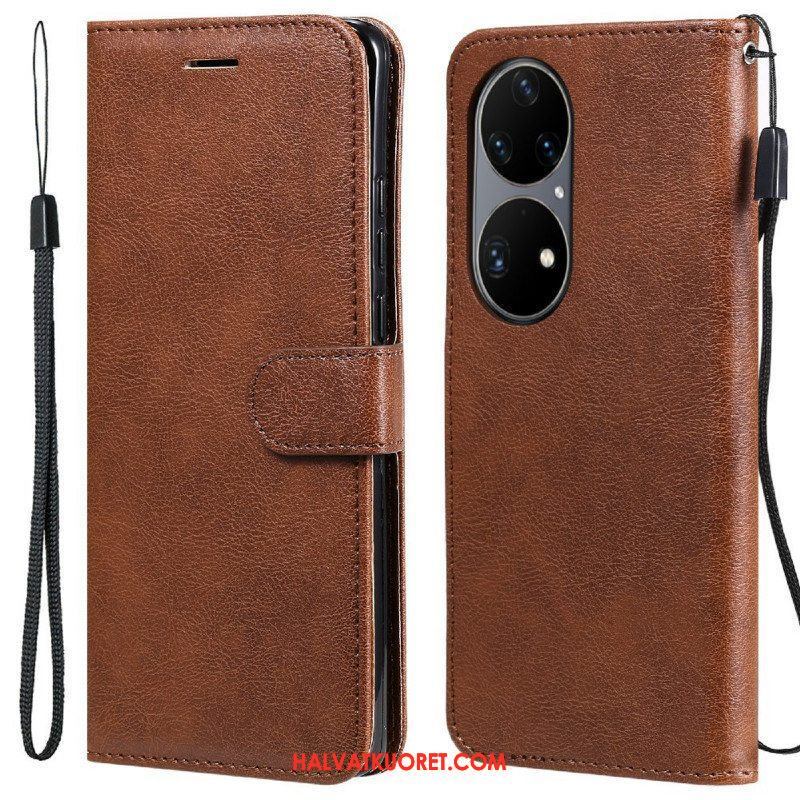 Kotelot Huawei P50 Pro Suojaketju Kuori Strappy Leather Effect