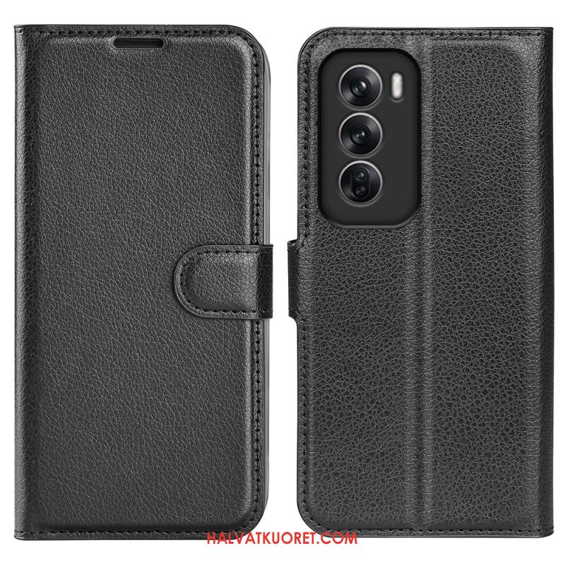 Kotelot Oppo Reno 12 5g Classic Litchi Faux Leather Suojakuori