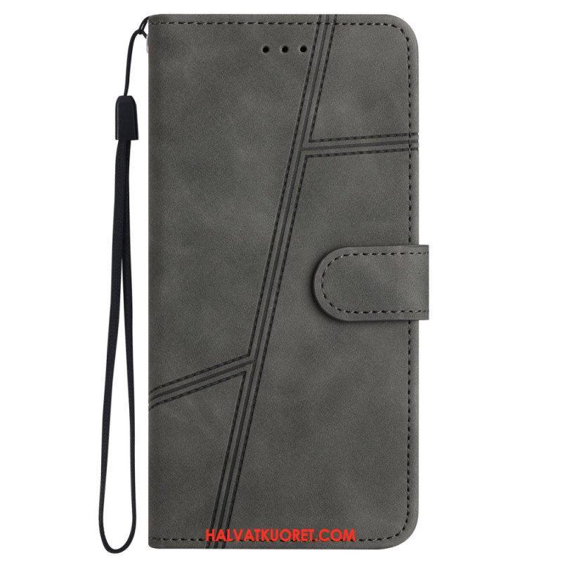 Kotelot iPhone 14 Pro Suojaketju Kuori Strappy Elegance Leather Style