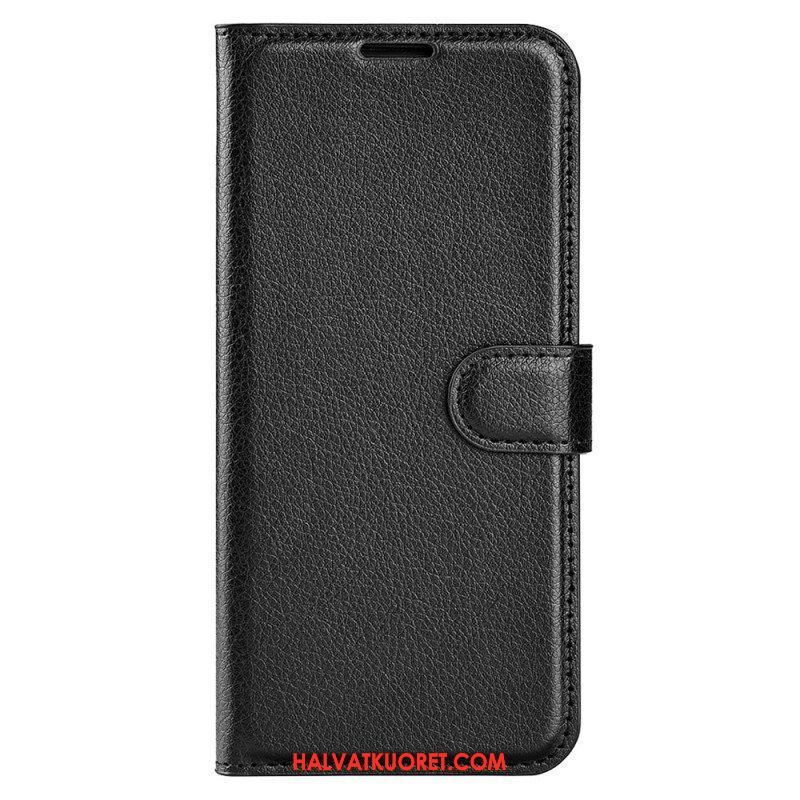 Kotelot iPhone 15 Classic Litchi Faux Leather