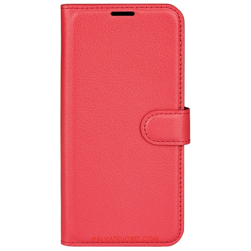 Kotelot iPhone 16 Pro Classic Litchi Faux Leather Suojakuori