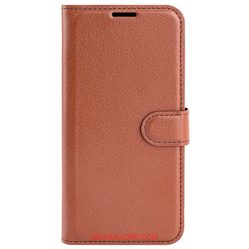 Kotelot iPhone 16 Pro Classic Litchi Faux Leather Suojakuori