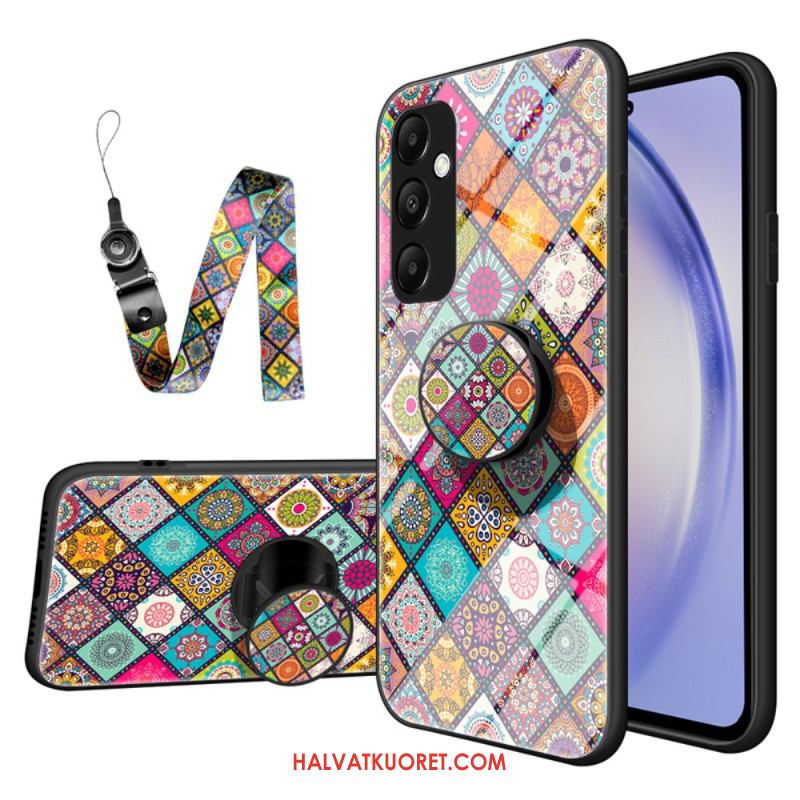 Kuori Samsung Galaxy A55 5g Tuki- Ja Patchwork-hihnalla Suojakuori