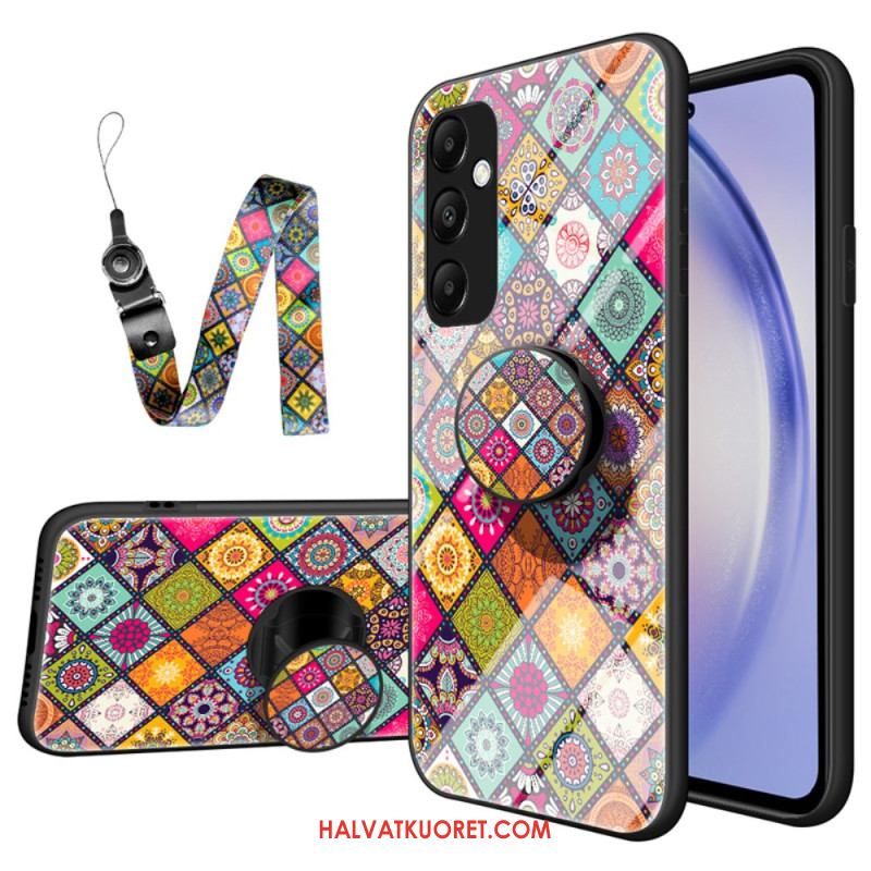 Kuori Samsung Galaxy A55 5g Tuki- Ja Patchwork-hihnalla Suojakuori