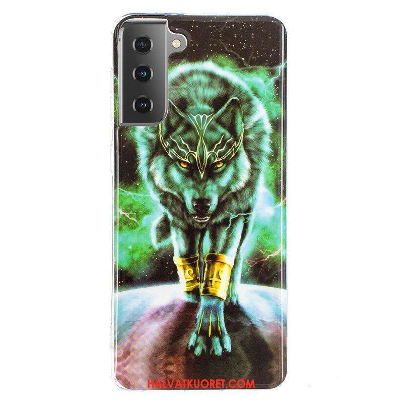 Kuori Samsung Galaxy S21 5G Fluoresoiva Wolf-sarja