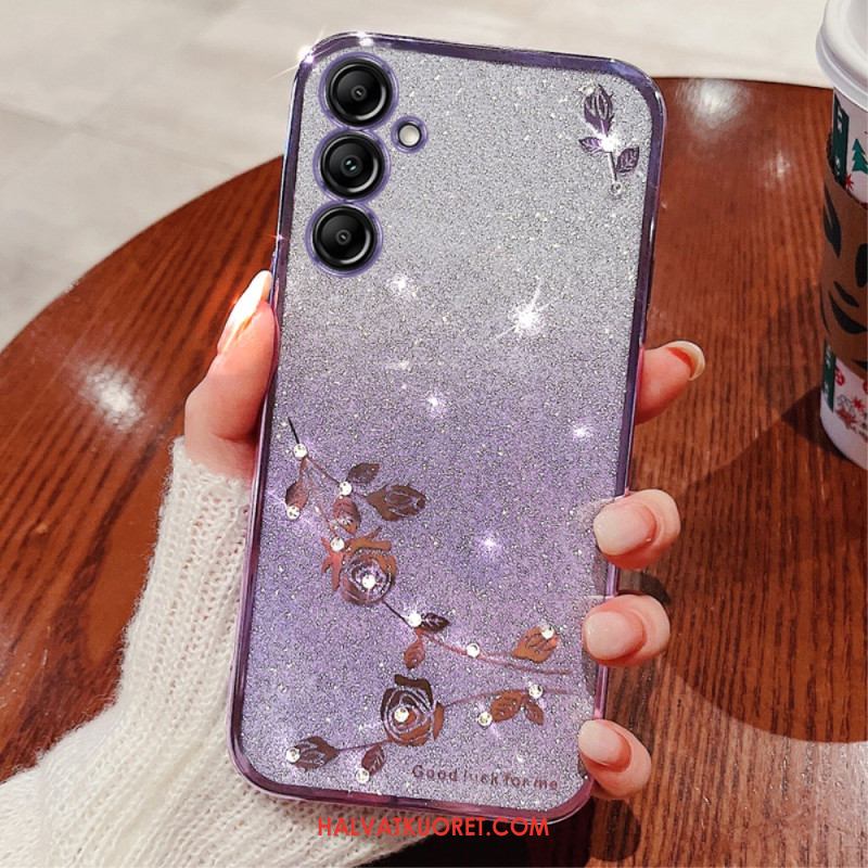 Kuori Samsung Galaxy S24 Plus 5g Glitteriä Ja Kukkia Kadem