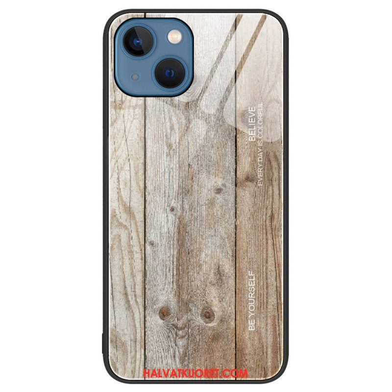 Kuori iPhone 15 Plus Tempered Glass Wood Design