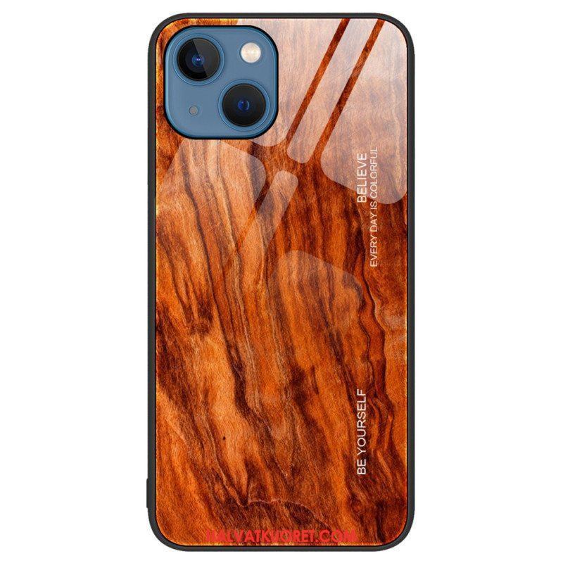 Kuori iPhone 15 Plus Tempered Glass Wood Design