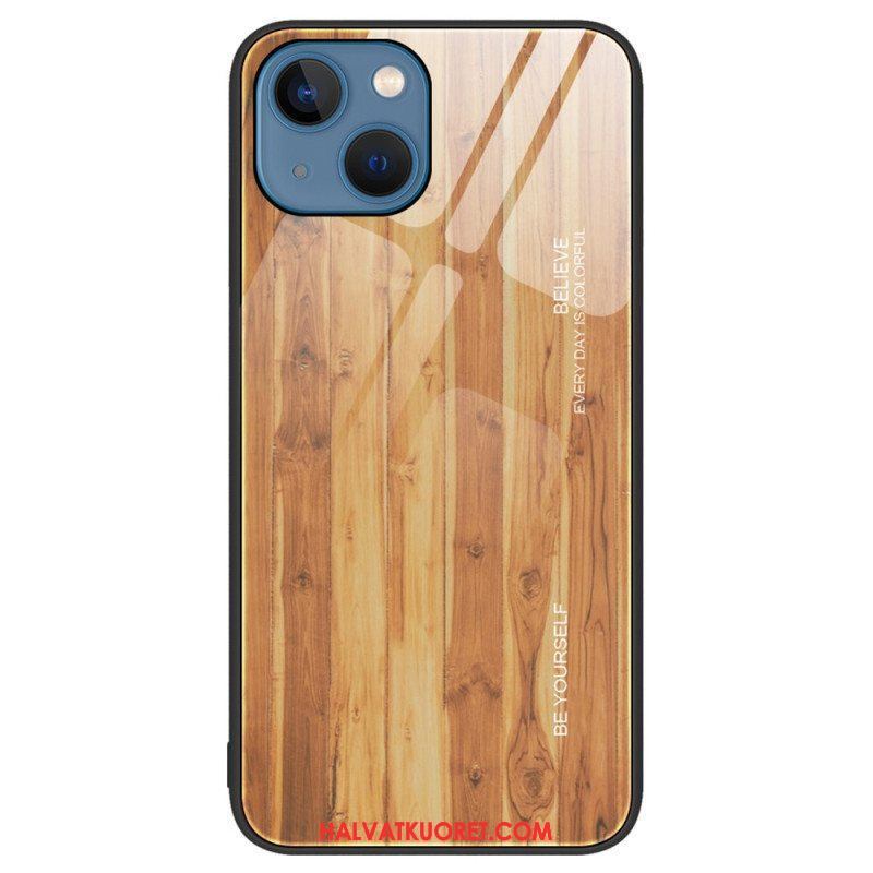 Kuori iPhone 15 Plus Tempered Glass Wood Design