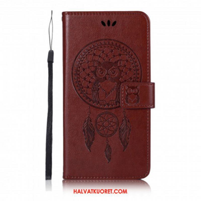 Nahkakotelo Xiaomi Redmi Note 10 Pro Nahkaefekti Dreamcatcher Owl