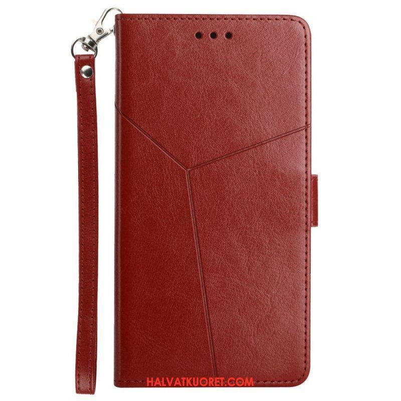 Nahkakotelo Xiaomi Redmi Note 11 Pro Plus 5G Suojaketju Kuori Strappy Geometric Leather Style