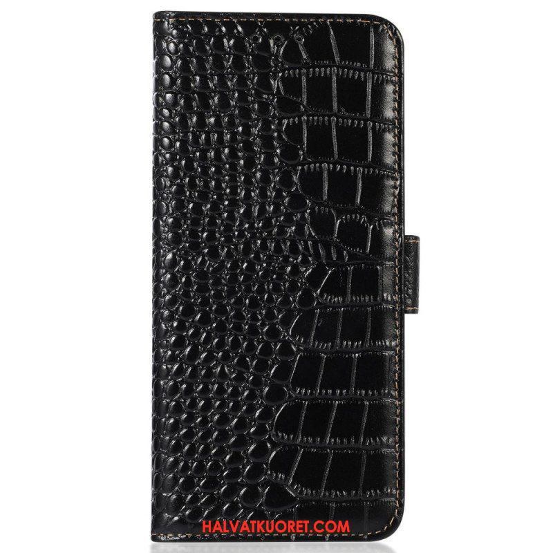 Nahkakotelo iPhone 14 Pro Max Crocodile Style Rfid