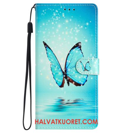 Kotelot Samsung Galaxy S24 Plus 5g Blue Butterfly Lanyard Flightissa Suojakuori