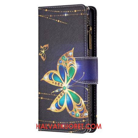 Kotelot Xiaomi Redmi Note 13 Pro 4g Strass Butterfly -lompakko Hihnalla Suojakuori