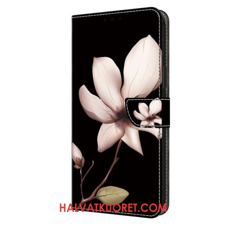 Kuoret Oppo A98 5g Vaaleanpunainen Kukka Mustalla Taustalla