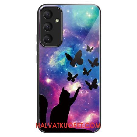 Kuori Samsung Galaxy A55 5g Tempered Glass Cat And Butterflies