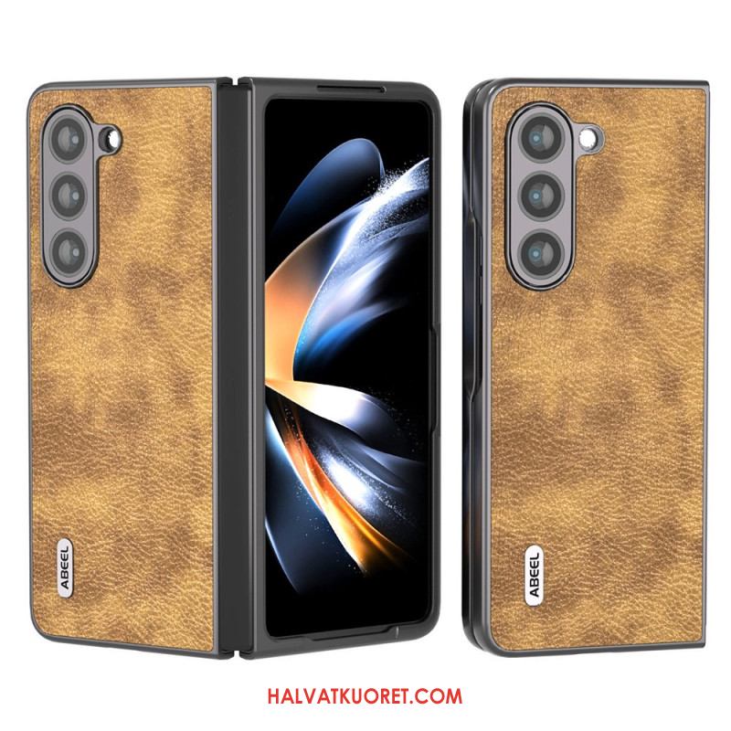 Kuori Samsung Galaxy Z Fold 5 Litsi Keinonahkaa Abeel Suojakuori