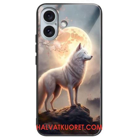 Kuori iPhone 16 Plus Moonlight Wolf Karkaistu Lasi