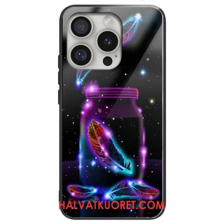 Kuori iPhone 16 Pro Max Karkaistu Lasi Fluoresoiva Höyhen Suojakuori