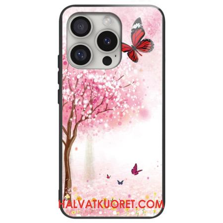 Kuori iPhone 16 Pro Max Tempered Glass Cherry Blossoms