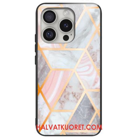 Kuori iPhone 16 Pro Max Vaaleanpunainen Marmorikarkaistu Lasi