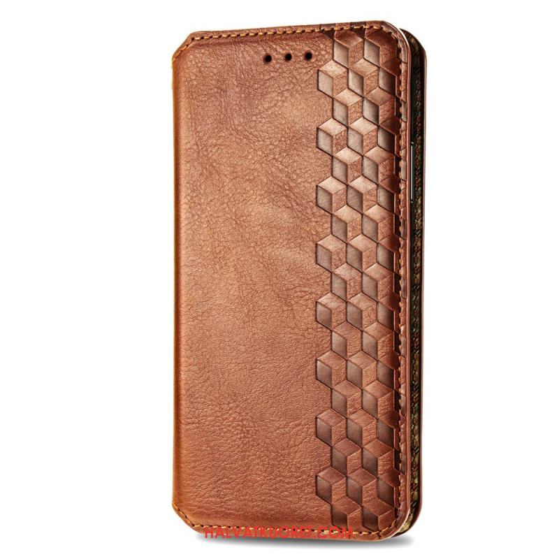 Nahkakotelo Xiaomi Redmi Note 13 5g Vintage Leather Effect -timantit Suojakuori